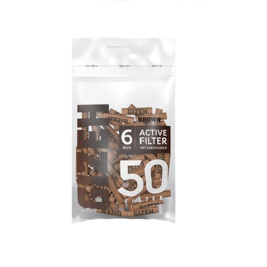 GIZEH - Active Filter Brown 6mm 50er Pack