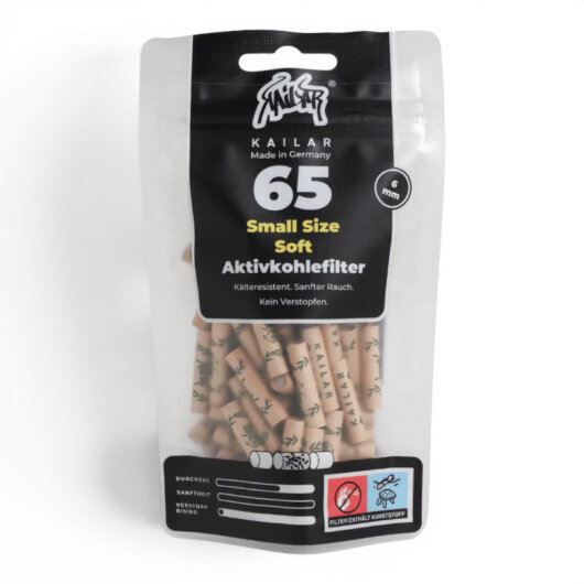 KAILAR - Cellulose Slim Aktivkohlefilter 6mm 65 Stk-Ungebleicht