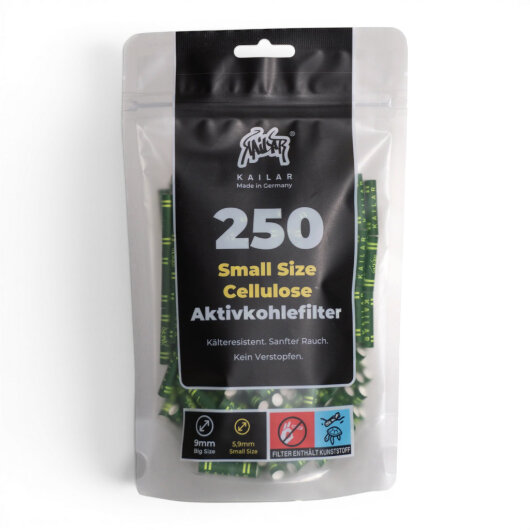 KAILAR - Cellulose Slim Aktivkohlefilter 6mm 250 Stk-Grün
