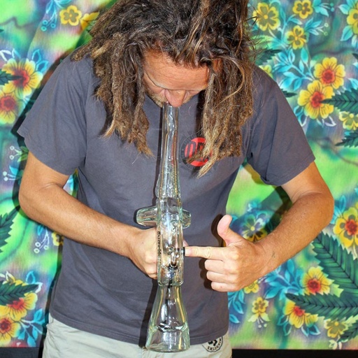 Black Leaf - Brain-Shooter Glas-Bong m. Kickloch | NS12,5 | Höhe: 460mm - weitere Ansicht
