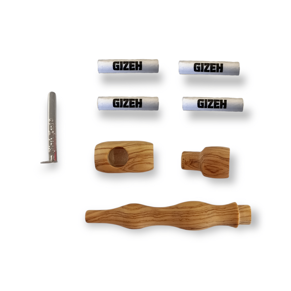 Calumet Holzpfeife Wapi 3-teilig mit Aktivkohlekammer (Olive, mit Kickloch) – Ansicht 3