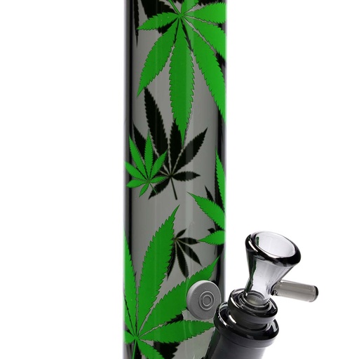 FIRE-FLOW Glasbong Zylinder Leaves Green 37 cm - weitere Ansicht