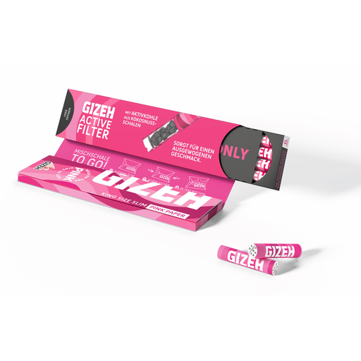 GIZEH Papers Pink King Size Slim mit Active Filter – 34 Blatt - weitere Ansicht