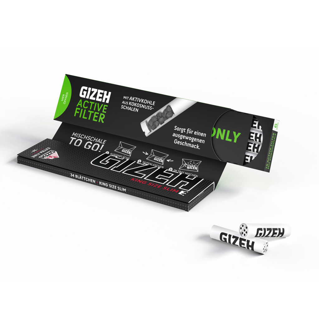 GIZEH Papers Black King Size Slim mit Active Filter – 34 Blatt – Ansicht 2