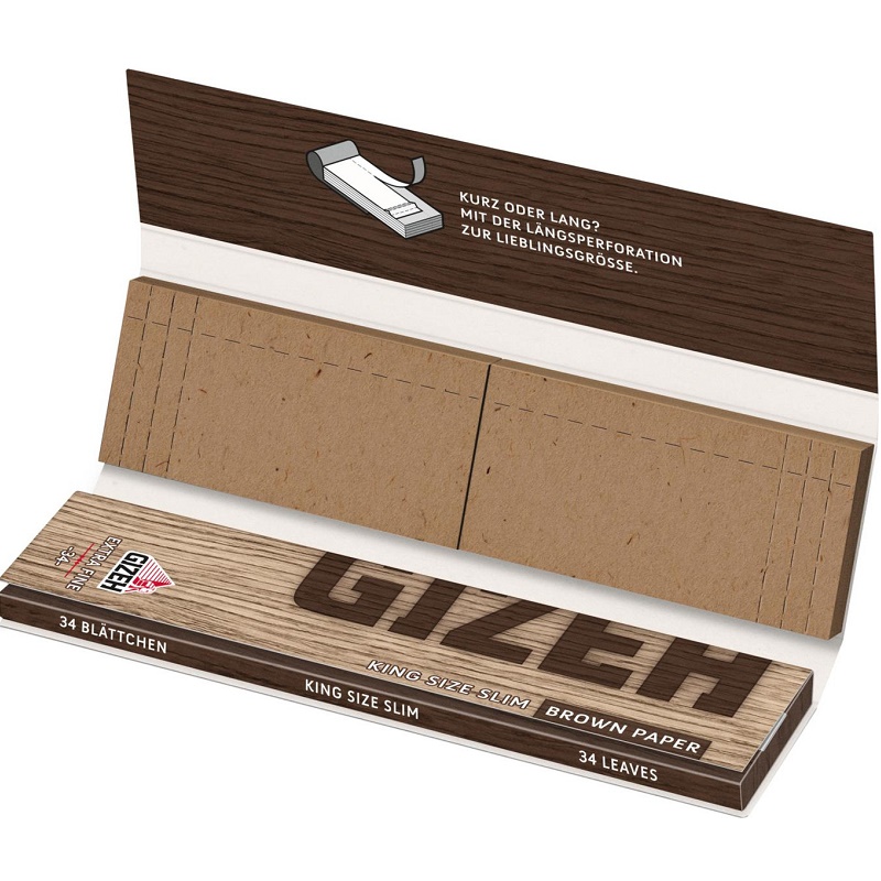 GIZEH Papers Brown King Size Slim mit Tips – 34 Blatt – Ansicht 2