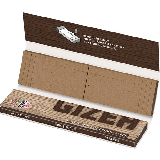 GIZEH Papers Brown King Size Slim mit Tips – 34 Blatt - weitere Ansicht