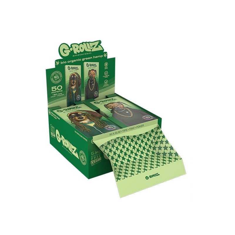 G-ROLLZ Papers Reggae Rap Bio-Hanf King Size Slim mit Tips – 50 Blatt – Ansicht 3
