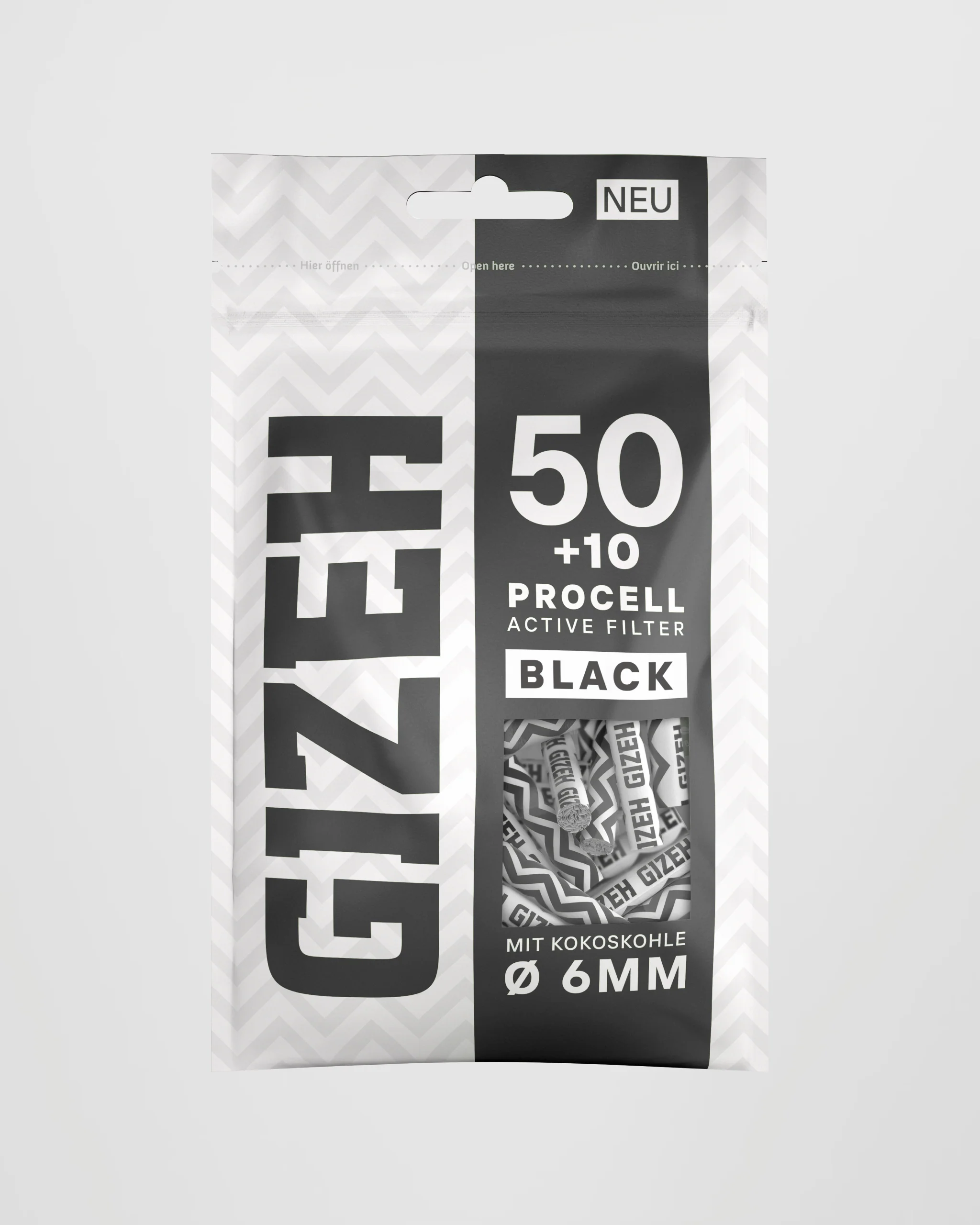 GIZEH Aktivkohlefilter ProCell Ø 6 mm – 60 Stück (Schwarz) – Ansicht 2