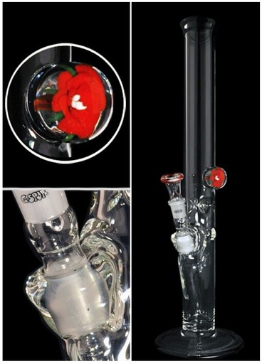 G-SPOT Eisbong Zylinder Flowers 50 cm 5-mm-Glas Panzerschliff 3-teilig – NS 18,8
