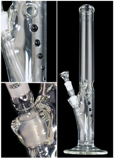 G-SPOT Eisbong Zylinder Farbpunkte 50 cm 5-mm-Glas Panzerschliff 3-teilig – NS 18,8