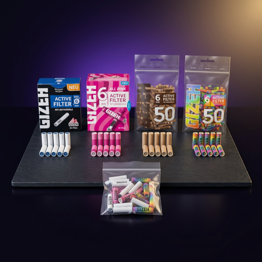 Aktivkohlefilter Probierpack GIZEH – 5 Sorten 6 mm