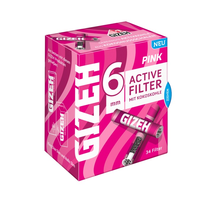 GIZEH Aktivkohlefilter All Pink Ø 6 mm