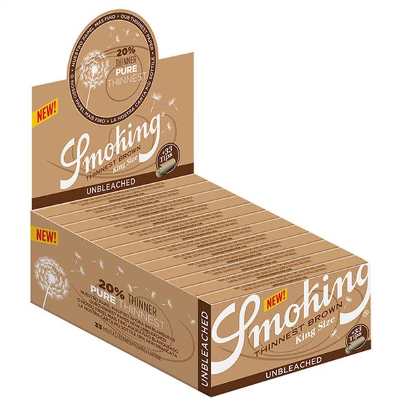 Smoking Papers Thinnest Brown King Size Slim mit Tips – 33 Blatt