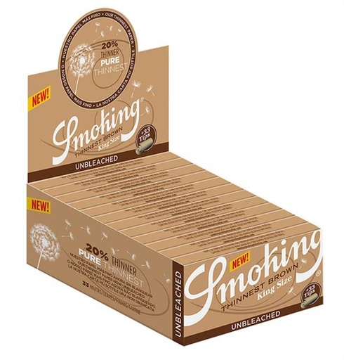 Smoking Papers Thinnest Brown King Size Slim mit Tips – 33 Blatt