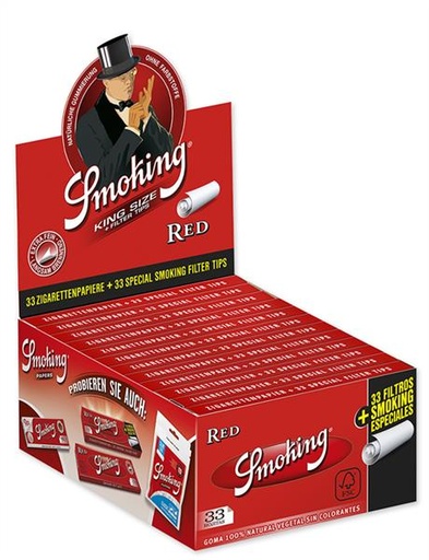 Smoking Papers Red King Size mit Tips – 33 Blatt