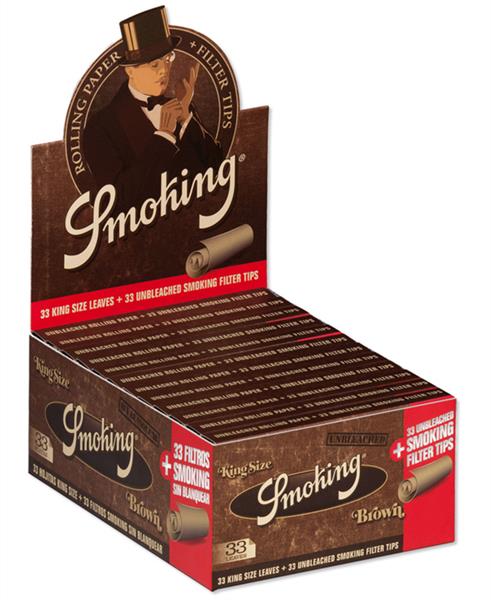 Smoking Papers Brown King Size Slim mit Tips – 33 Blatt