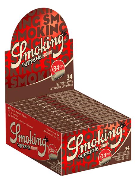 Smoking Papers Supreme Brown King Size Slim mit Tips – 34 Blatt