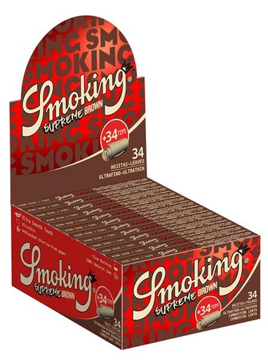 Smoking Papers Supreme Brown King Size Slim mit Tips – 34 Blatt
