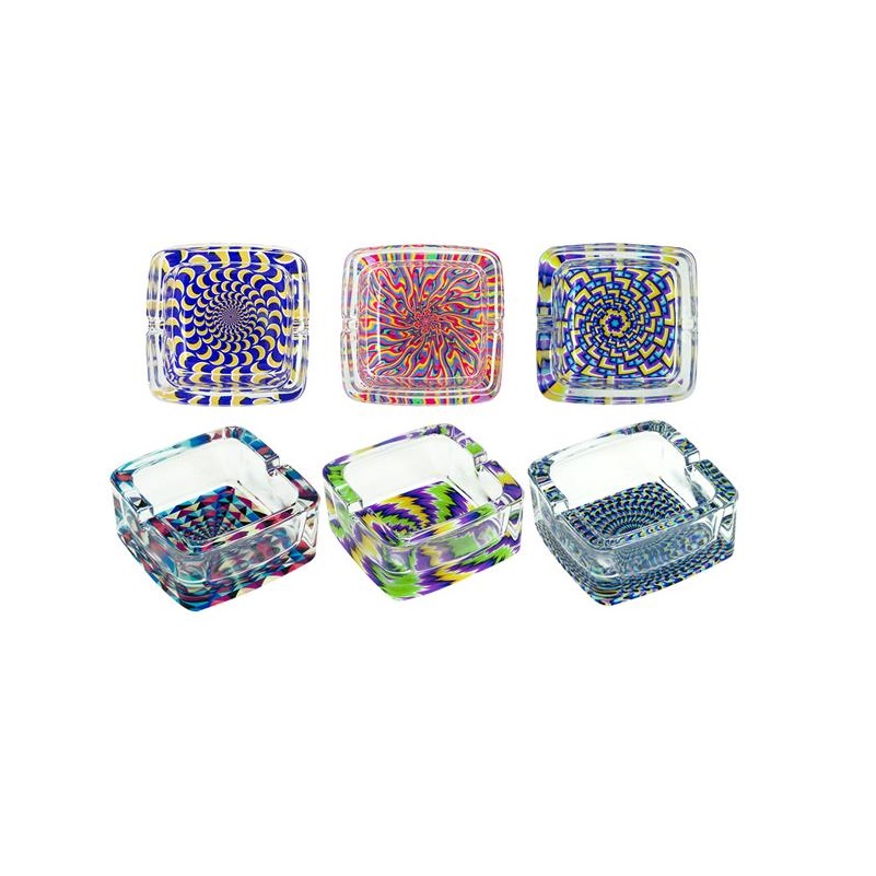 Aschenbecher Psychedelic Glas eckig