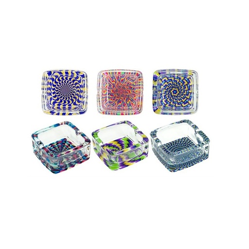 Aschenbecher Psychedelic Glas eckig