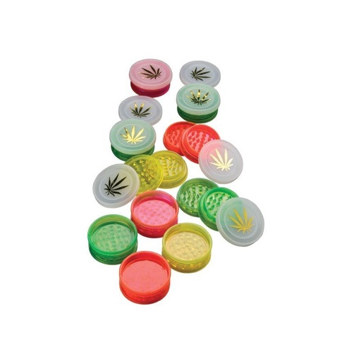 Bam Bam Bhole - Acrylmühle/-Grinder | 2-teilig | Bunt | Hanfblatt
