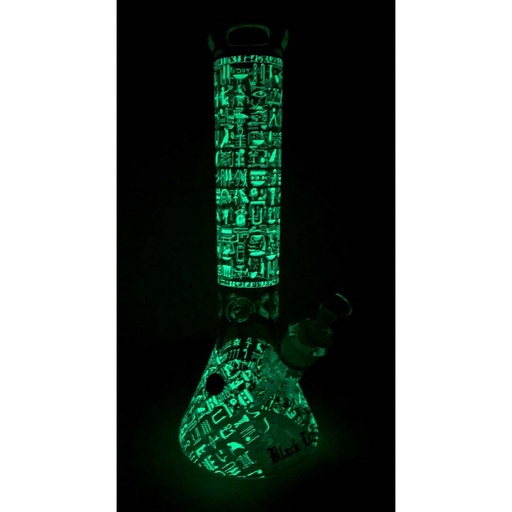 Black Leaf Eisbong Beaker Hieroglyphen Glow 7-mm-Glas