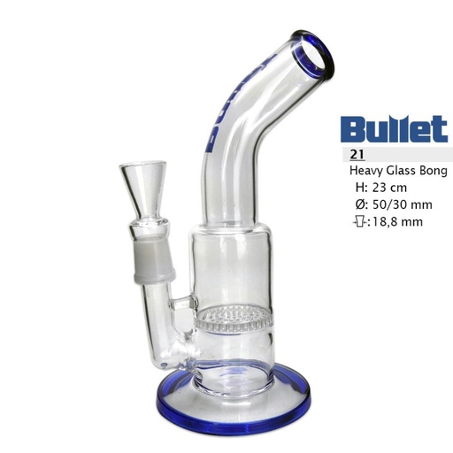 Bullet Glasbong Honeycomb gebogen 23 cm – NS 18,8