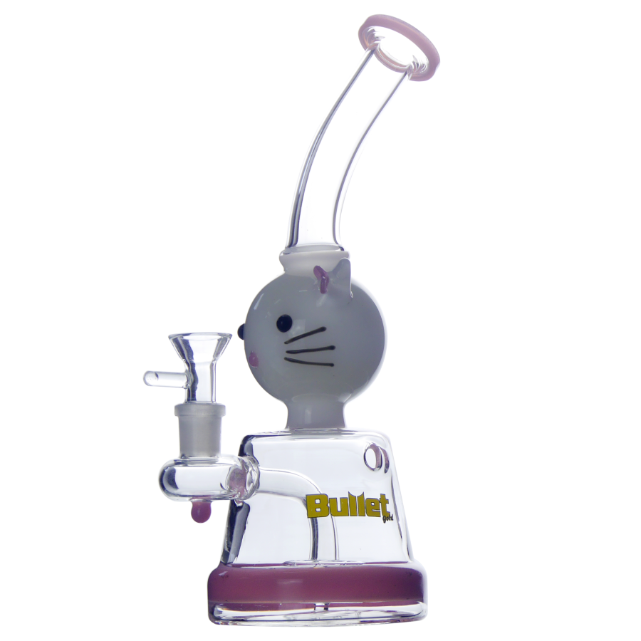 Bullet - Glas Bong - Pink Cat - 26cm, 18,8/14,5mm