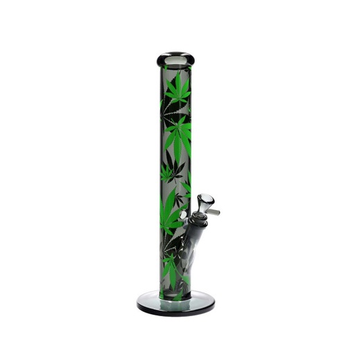 FIRE-FLOW Glasbong Zylinder Leaves Green 37 cm