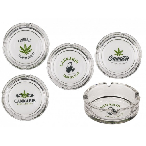 Bullet Aschenbecher Cannabis-Blatt Glas Ø 10,5 cm