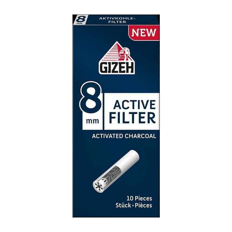 GIZEH Aktivkohlefilter Ø 8 mm – 10 Stück