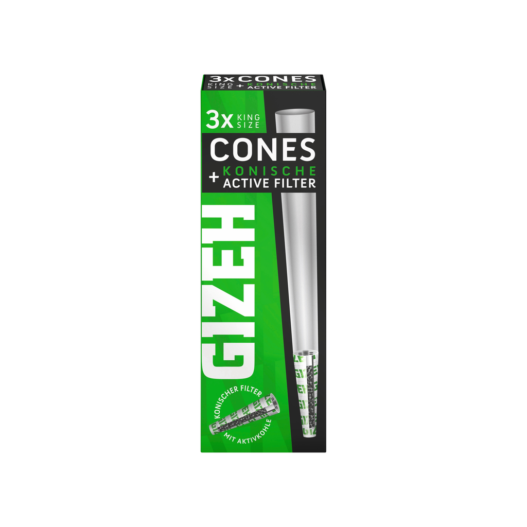 GIZEH Cones Black King Size mit Active Filter – 3 Stück