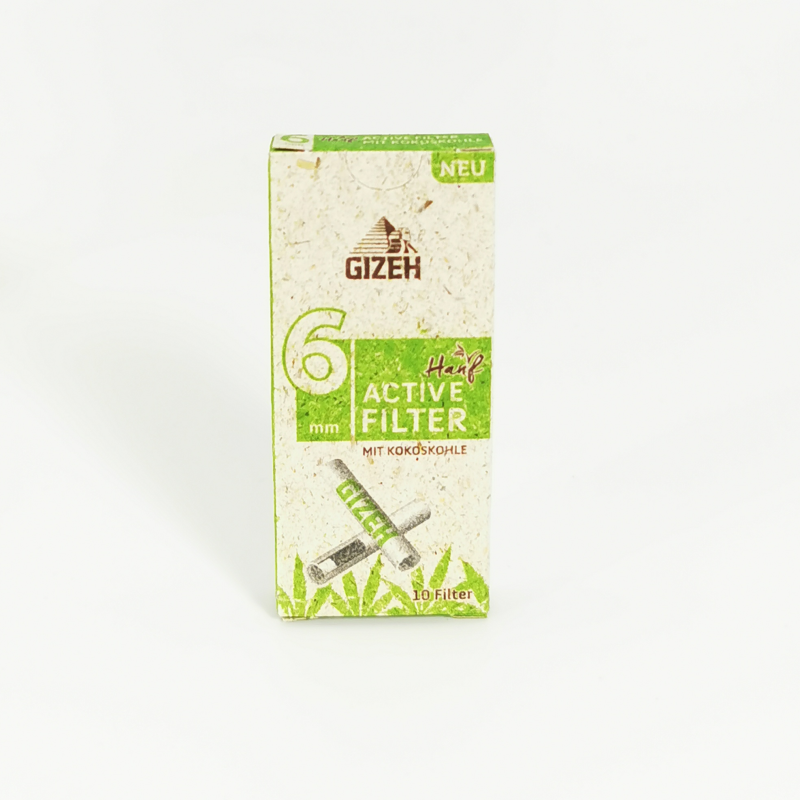 GIZEH Aktivkohlefilter Bio-Hanf & Gras Ø 6 mm – 10 Stück