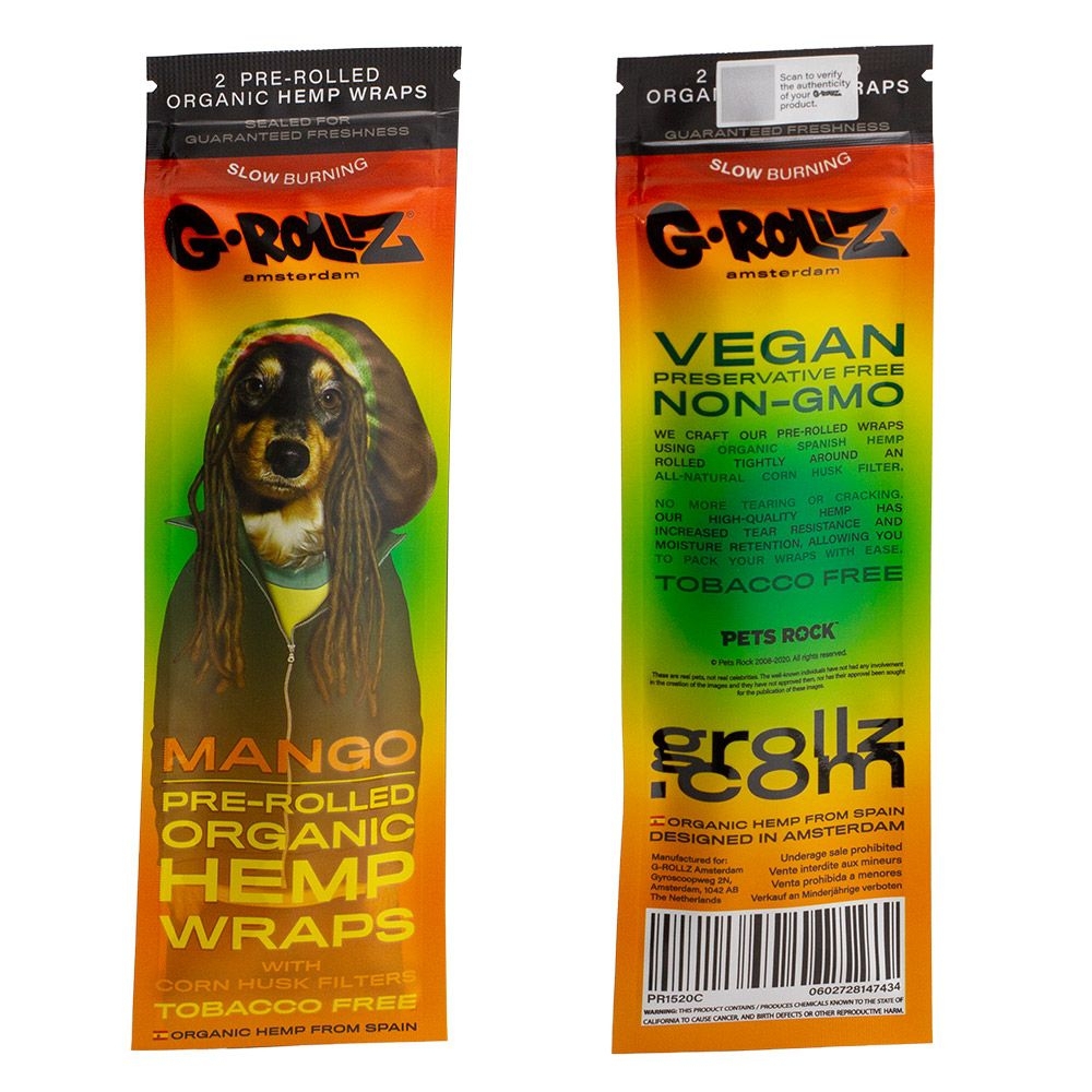 G-ROLLZ Hemp Wraps Organic Mango mit Maishülsen-Filter – 2 Stück