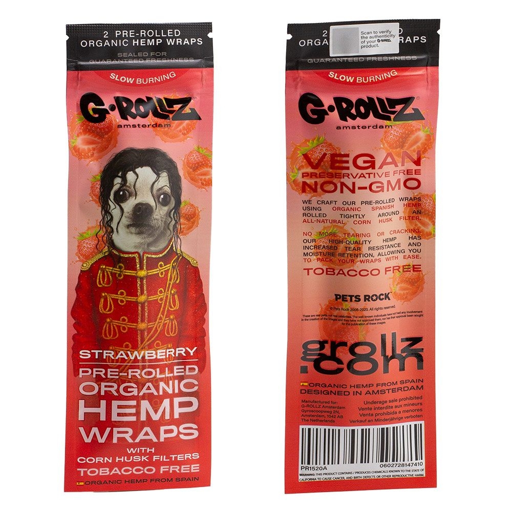 G-ROLLZ Hemp Wraps Organic Strawberry mit Maishülsen-Filter – 2 Stück