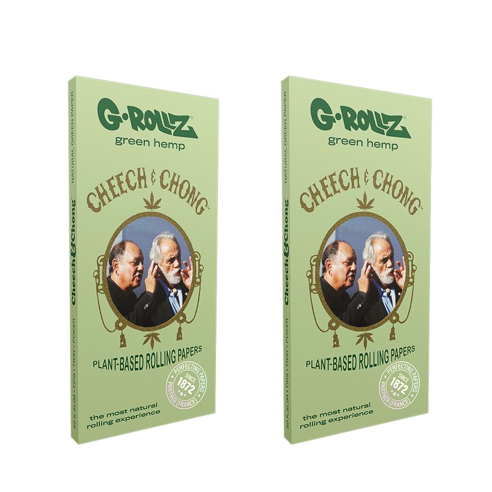 G-ROLLZ Papers Cheech & Chong Green Bio-Hanf King Size Slim mit Tips – 50 Blatt