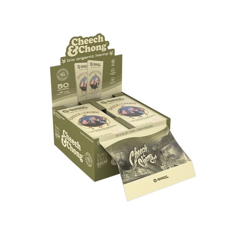 G-ROLLZ Papers Cheech & Chong Bio-Hanf King Size Slim mit Tips – 50 Blatt