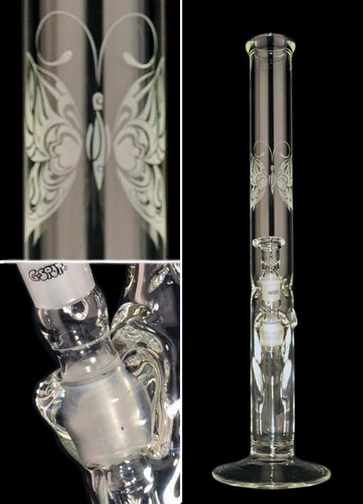 G-SPOT Eisbong Zylinder Butterfly 50 cm 5-mm-Glas Panzerschliff 3-teilig – NS 18,8