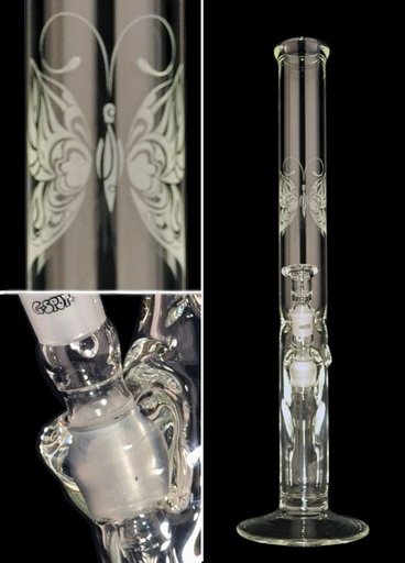 G-SPOT Eisbong Zylinder Butterfly 50 cm 5-mm-Glas Panzerschliff 3-teilig – NS 18,8