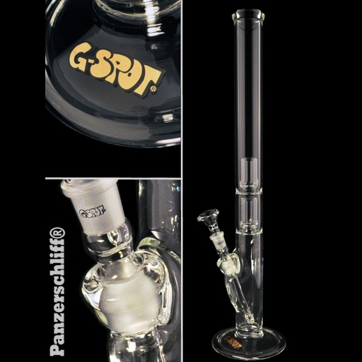 G-SPOT Glasbong Zylinder Doppelperkolator 60 cm 5-mm-Glas Panzerschliff 3-teilig – NS 18,8