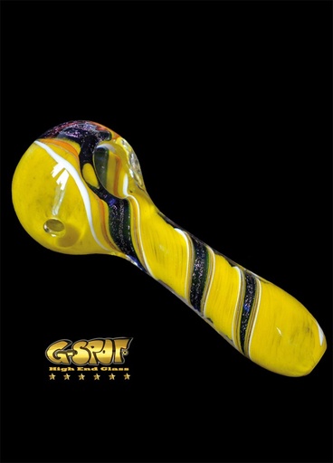 G-SPOT Glaspfeife Spoon – 10 cm, Gelb/Schwarz