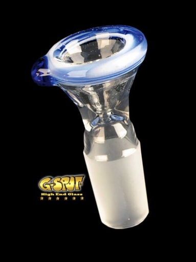G-SPOT Flutschkopf Farbglas konisch – NS 18,8, Blau/Weiß