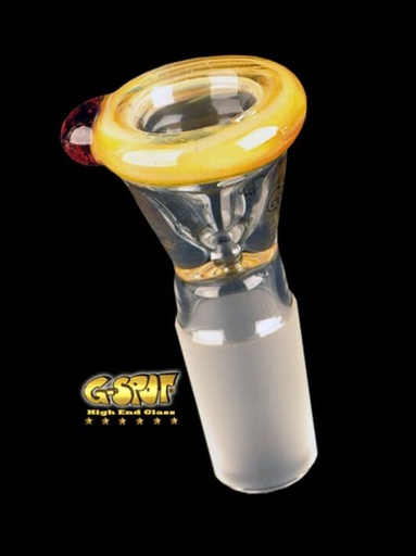 G-SPOT Flutschkopf Farbglas konisch – NS 18,8, Gelb/Weiß