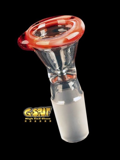 G-SPOT Flutschkopf Farbglas konisch – NS 18,8, Rot/Weiß
