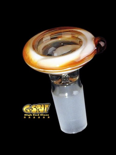 G-SPOT Flutschkopf Farbglas – NS 18,8, Bernstein/Weiß