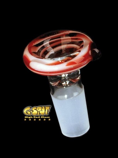 G-SPOT Flutschkopf Farbglas – NS 18,8, Rot/Weiß