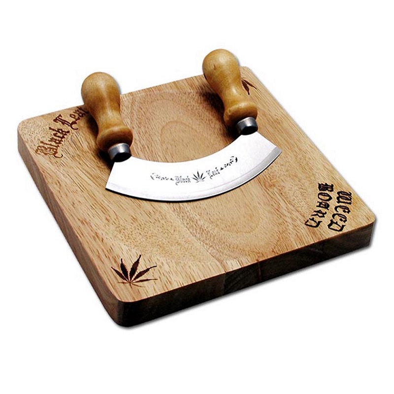 Holzbrett mit Wiegemesser Set - Leaf