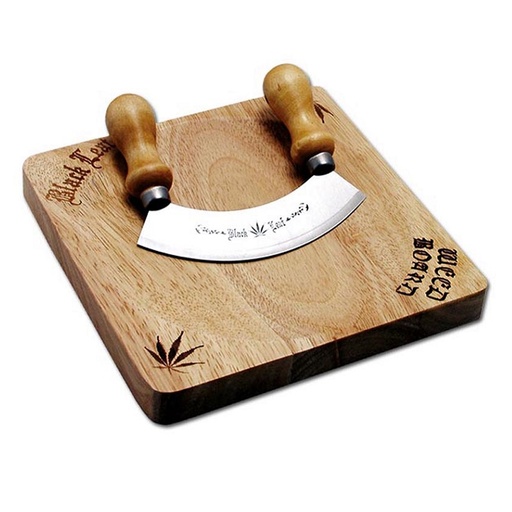 Holzbrett mit Wiegemesser Set - Leaf