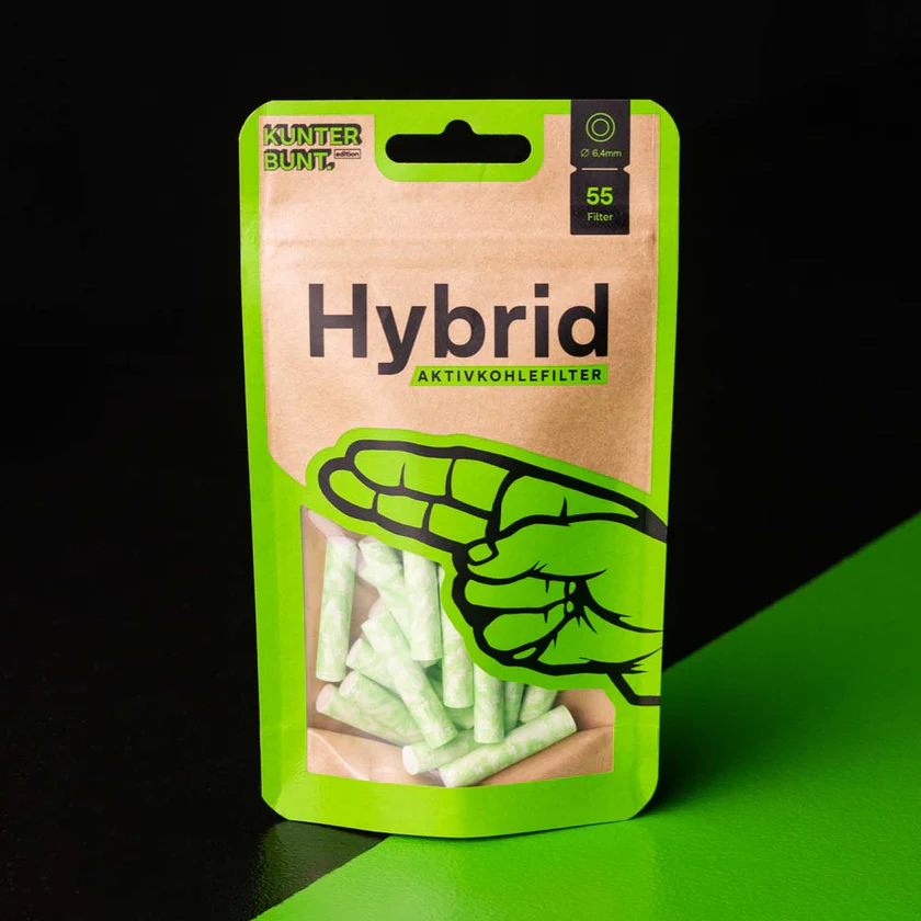 HYBRID Supreme Aktivkohlefilter Zellstoff Ø 6,4 mm – 55 Stück, Grün