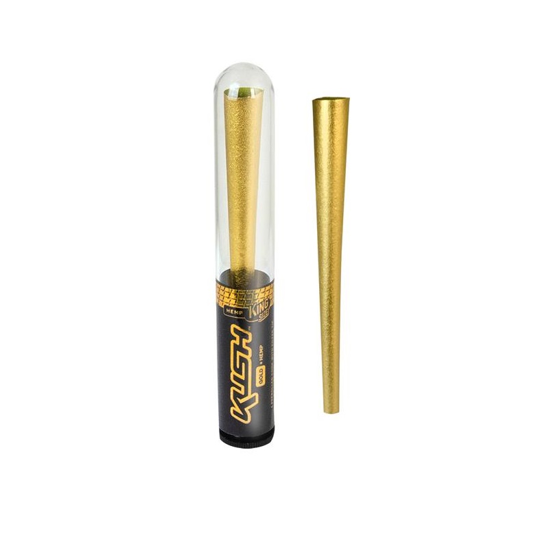 KUSH 24K Cones Gold + Hemp King Size im Glasröhrchen – 1 Stück